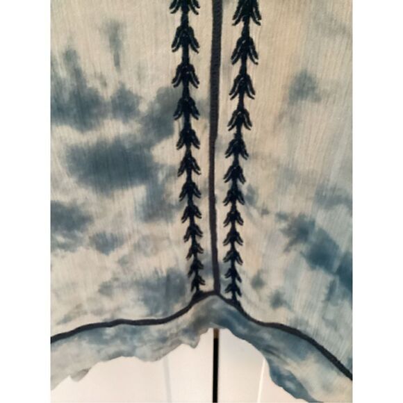 Free People Womens Embroidered Tie Dye Tunic Sz M Blue White - Picture 4 of 8